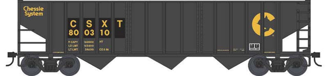 70-Ton 14-Panel 3-Bay Hopper - Ready to Run -- Chessie CSXT #800363 (black, yellow, Large Logo)