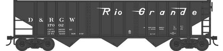 70-Ton 14-Panel 3-Bay Hopper - Ready to Run -- Denver & Rio Grande Western #17002 (black, white, Flying Grande)