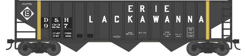 70-Ton 14-Panel 3-Bay Hopper - Ready to Run -- Delaware & Hudson #9227 (Ex-EL, Patched Renumbered, black, Large Lettering)