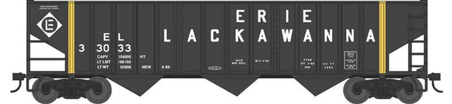 70-Ton 14-Panel 3-Bay Hopper - Ready to Run -- Erie Lackawanna #33033 (black, white, Large Lettering)