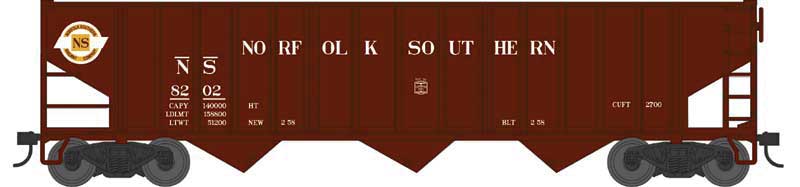 70-Ton 14-Panel 3-Bay Hopper - Ready to Run -- Original Norfolk Southern #8202 (Boxcar Red, yellow, white)