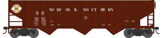 70-Ton 14-Panel 3-Bay Hopper - Ready to Run -- Original Norfolk Southern #8202 (Boxcar Red, yellow, white)