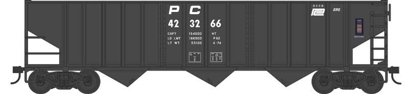 70-Ton 14-Panel 3-Bay Hopper - Ready to Run -- Penn Central #423266 (black, Small Logo, Ore Service )