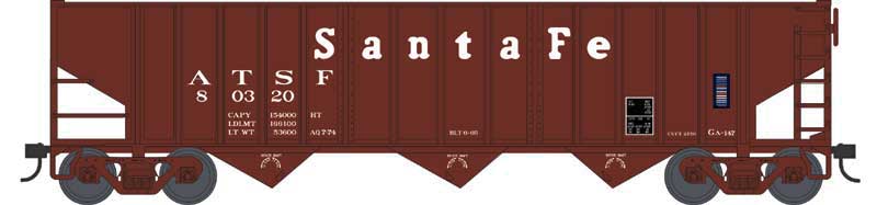 70-Ton 14-Panel 3-Bay Hopper - Ready to Run -- Santa Fe #80320 (Boxcar Red, white, Cooper Roadname)