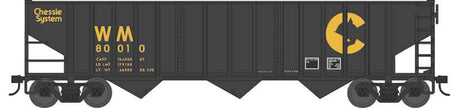 70-Ton 14-Panel 3-Bay Hopper - Ready to Run -- Chessie WM #80088 (black, yellow, Large Logo)