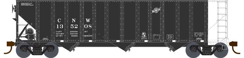 100-Ton 3-Bay Open Hopper - Ready to Run - Executive Line -- Chicago & North Western #135244 (black, white end)