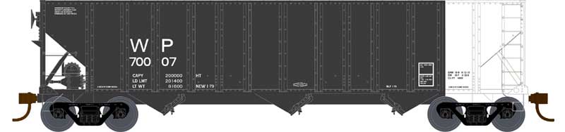 100-Ton 3-Bay Open Hopper - Ready to Run - Executive Line -- Western Pacific #70049 (black, white end)