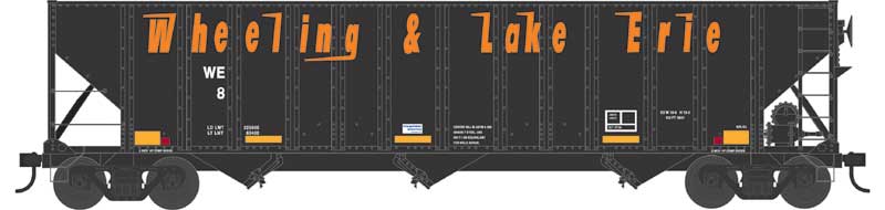 100-Ton 3-Bay Open Hopper - Ready to Run - Executive Line -- Wheeling & Lake Erie #592 (black, orange Speed Lettering)