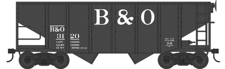 55-Ton Fishbelly Hopper - Ready to Run -- Baltimore & Ohio #3120 (black, Large B&O)