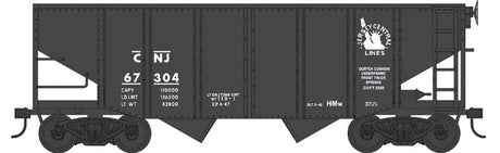 55-Ton Fishbelly Hopper - Ready to Run -- Central Railroad of New Jersey #67304 (black, white, Liberty Logo)
