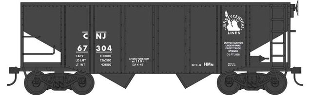 55-Ton Fishbelly Hopper - Ready to Run -- Central Railroad of New Jersey #67304 (black, white, Liberty Logo)