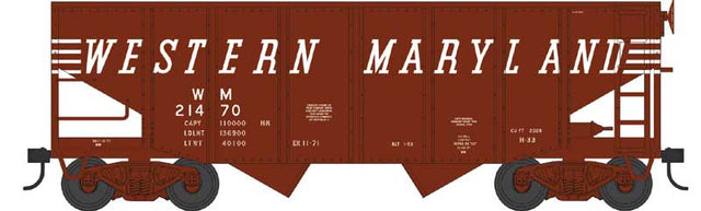 55-Ton Fishbelly Hopper - Ready to Run -- Western Maryland #21526 (Boxcar Red, white, Speed Lettering)
