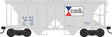 70-Ton 2-Bay Covered Hopper w/Open Sides - Ready to Run -- Alcoa Aluminum #25104 (gray, white, red, blue)
