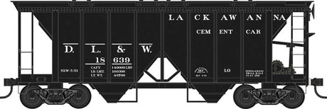70-Ton 2-Bay Covered Hopper w/Open Sides - Ready to Run -- Delaware, Lackawanna & Western #18661 (black, Cement Service)