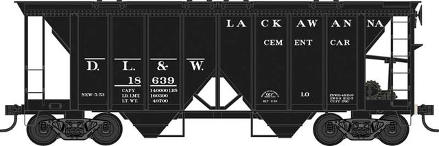 70-Ton 2-Bay Covered Hopper w/Open Sides - Ready to Run -- Delaware, Lackawanna & Western #18661 (black, Cement Service)