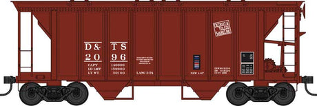 70-Ton 2-Bay Covered Hopper with Closed Sides - Ready to Run -- Detroit & Toledo Shoreline #2096 (Boxcar Red, Small Logo)