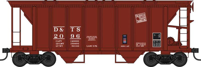 70-Ton 2-Bay Covered Hopper with Closed Sides - Ready to Run -- Detroit & Toledo Shoreline #2096 (Boxcar Red, Small Logo)