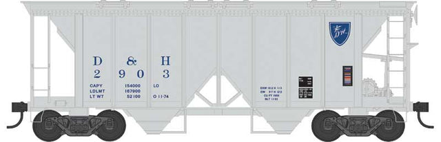 70-Ton 2-Bay Covered Hopper w/Open Sides - Ready to Run -- Delaware & Hudson #2930 (gray, blue, Shield Logo)