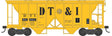 70-Ton 2-Bay Covered Hopper w/Open Sides - Ready to Run -- Detroit, Toledo & Ironton #80001 (yellow, black, Compass Logo, Large DT&I)