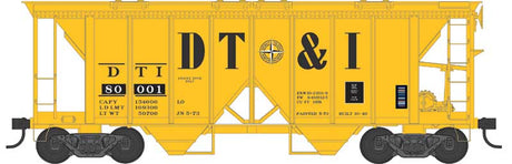70-Ton 2-Bay Covered Hopper w/Open Sides - Ready to Run -- Detroit, Toledo & Ironton #80001 (yellow, black, Compass Logo, Large DT&I)