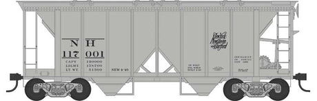 70-Ton 2-Bay Covered Hopper w/Open Sides - Ready to Run -- New Haven #117001 (gray, black, Script Logo)