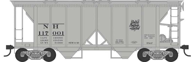 70-Ton 2-Bay Covered Hopper w/Open Sides - Ready to Run -- New Haven #117012 (gray, black, Script Logo)