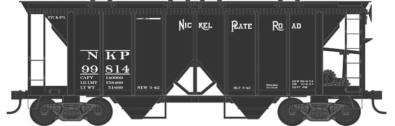 70-Ton 2-Bay Covered Hopper w/Open Sides - Ready to Run -- Nickel Plate Road #99822 (black)