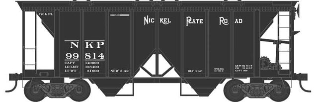 70-Ton 2-Bay Covered Hopper w/Open Sides - Ready to Run -- Nickel Plate Road #99830 (black)