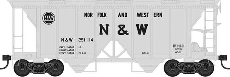 70-Ton 2-Bay Covered Hopper w/Open Sides - Ready to Run -- Norfolk & Western #291189 (gray, black, Hamburger Logo, Large N&W)