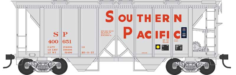 70-Ton 2-Bay Covered Hopper w/Open Sides - Ready to Run -- Southern Pacific #400658 (gray, red)