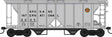 70-Ton 2-Bay Covered Hopper w/Open Sides - Ready to Run -- Spokane International #4014 (gray, black, red, Small Logo)
