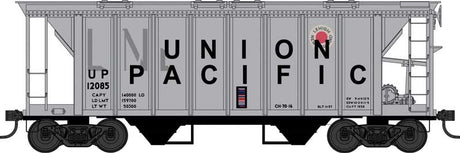 70-Ton 2-Bay Covered Hopper with Closed Sides - Ready to Run -- Union Pacific #12097 (Ex-LNE, gray, black, LNE Markings Showing Through)