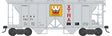 70-Ton 2-Bay Covered Hopper w/Open Sides - Ready to Run -- XTRA Western Pacesetters #78171 (gray, yellow, red)