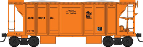 70-Ton 2-Bay Ballast Hopper with Side Chutes (Ballast Gates) - Ready to Run -- Albany & Eastern #3001 (orange, black)