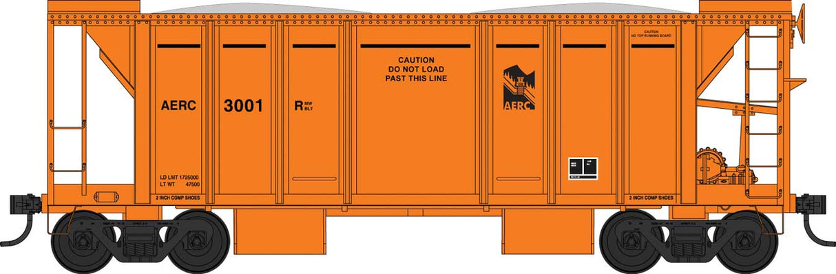 70-Ton 2-Bay Ballast Hopper with Side Chutes (Ballast Gates) - Ready to Run -- Albany & Eastern #3002 (orange, black)