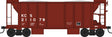 70-Ton 2-Bay Ballast Hopper with Side Chutes (Ballast Gates) - Ready to Run -- Kansas City Southern #210137 (Boxcar Red, white)