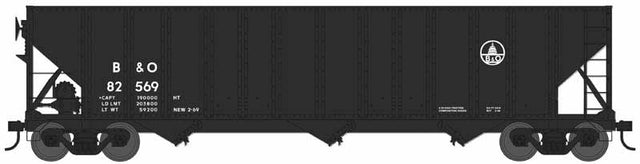 100-Ton 3-Bay Hopper - Ready to Run -- Baltimore & Ohio #82569 (Class H43, black, small logo)