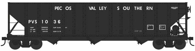 100-Ton 3-Bay Hopper - Ready to Run -- Pecos Valley Southern Railway #1064 (black)