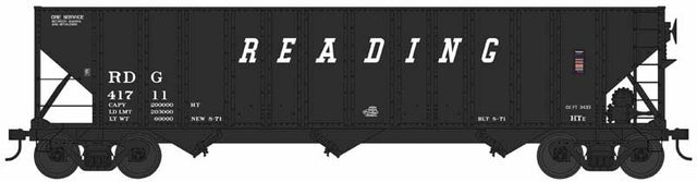 100-Ton 3-Bay Hopper - Ready to Run -- Reading #41711 (Class HTe, black, Slanted Lettering)