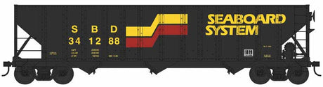 100-Ton 3-Bay Hopper - Ready to Run -- Seaboard System #341275 (black, yellow, red)