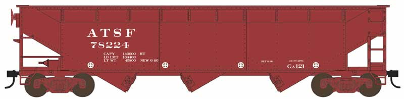 70-Ton Offset 3-Bay Hopper - Ready to Run -- Santa Fe #78215 (Boxcar Red, Reporting Marks Only)