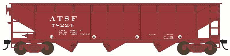 70-Ton Offset 3-Bay Hopper - Ready to Run -- Santa Fe #78224 (Boxcar Red, Reporting Marks Only)