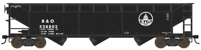 70-Ton Offset 3-Bay Hopper - Ready to Run -- Baltimore & Ohio #528863 (Late, black, Capitol Dome Logo)