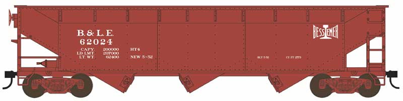 70-Ton Offset 3-Bay Hopper - Ready to Run -- Bessemer & Lake Erie #62029 (Boxcar Red)