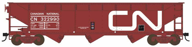 70-Ton Offset 3-Bay Hopper - Ready to Run -- Canadian National #323016 (Boxcar Red, Large Noodle Logo)