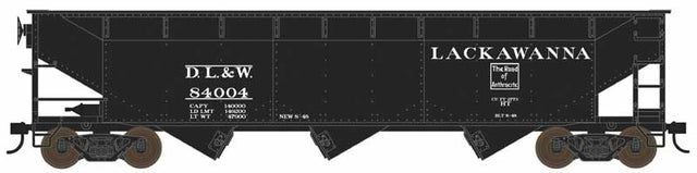70-Ton Offset 3-Bay Hopper - Ready to Run -- Delaware, Lackawanna & Western #84016 (black, Small Anthracite Logo)