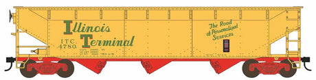 70-Ton Offset 3-Bay Hopper - Ready to Run -- Illinois Terminal #4784 (yellow, red, green)