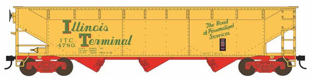 70-Ton Offset 3-Bay Hopper - Ready to Run -- Illinois Terminal #4803 (yellow, red, green)