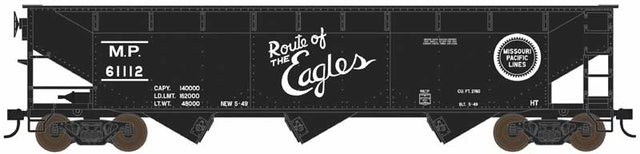 70-Ton Offset 3-Bay Hopper - Ready to Run -- Missouri Pacific #61122 (black, Eagles Slogan)