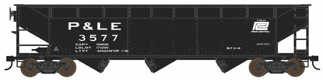 70-Ton Offset 3-Bay Hopper - Ready to Run -- Pittsburgh & Lake Erie #3577 (black, PC Logo)